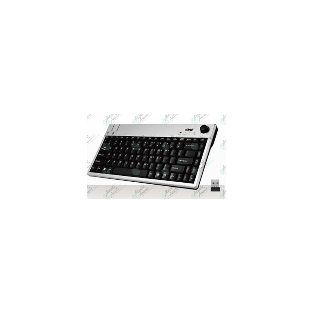 Tastiera Mini Wireless 2.4GHz Con Trackball E Rotella Di Scorrimento – 2 In 1 Per HTPC, PC E Smart TV, 1200 DPI, Nera